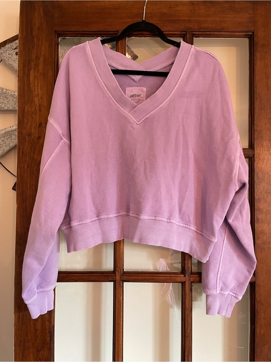 aerie Sweaters - aerie Pastel Lavender V-Neck Cropped Sweatshirt
